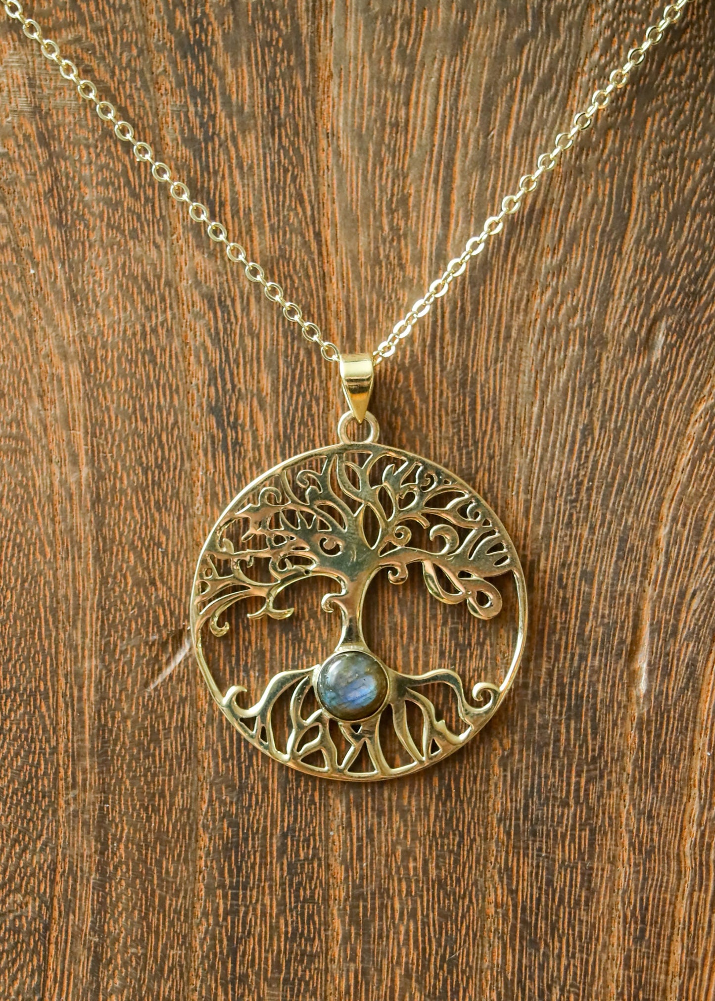Tree of Life Pendant | Gemstone Nature Inspired Necklace | Birthstone Spiritual Celtic Boho Charm | Labradorite Rainbow Moonstone Onyx