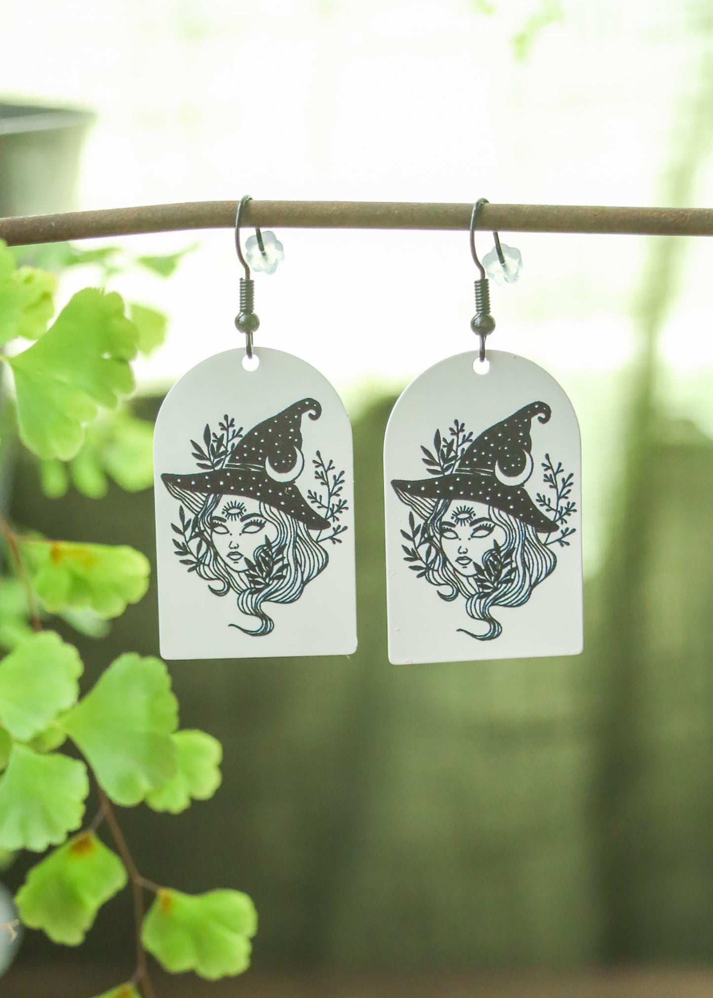 Witchy Enamel Earrings | Gothic Halloween Arch Dangles | Stainless Steel Charm Sterling Silver Ear Wire | Spooky Kawaii Cottagecore Jewelry